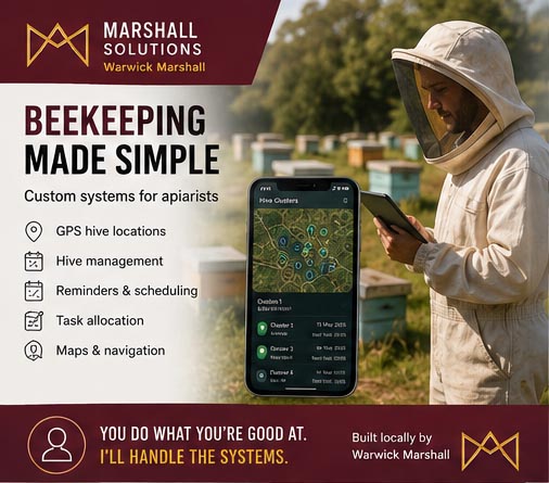 Beekeeping operations — GPS hive locations and scheduling