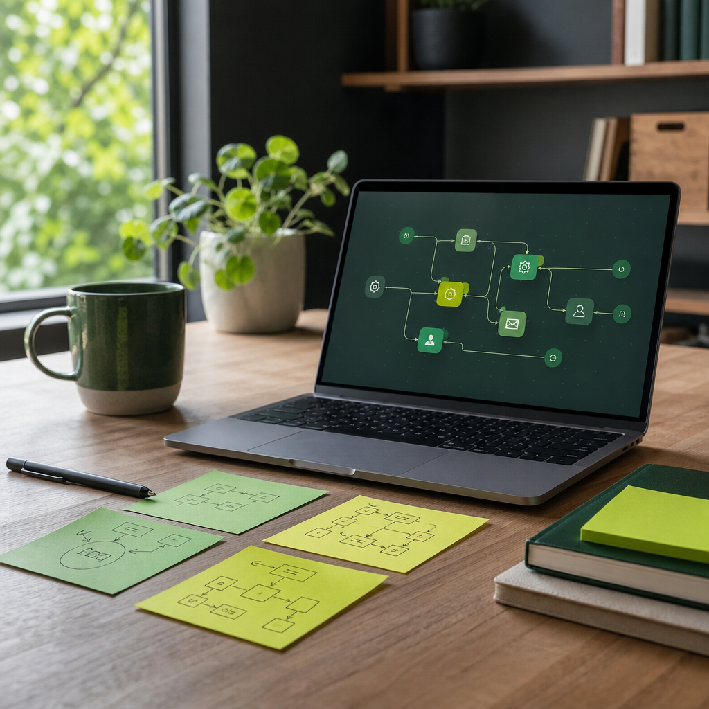 Workflow automation planning on a desk