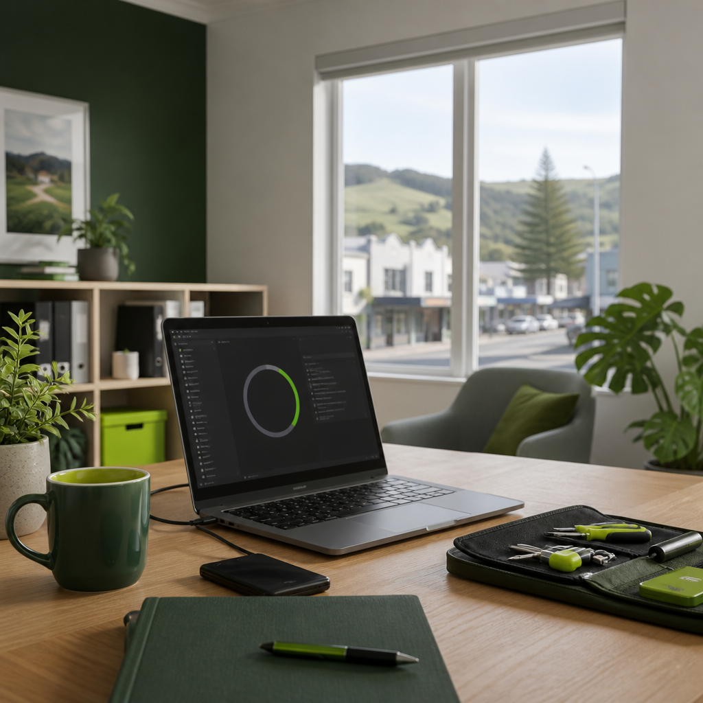 Local IT support desk with laptop diagnostics