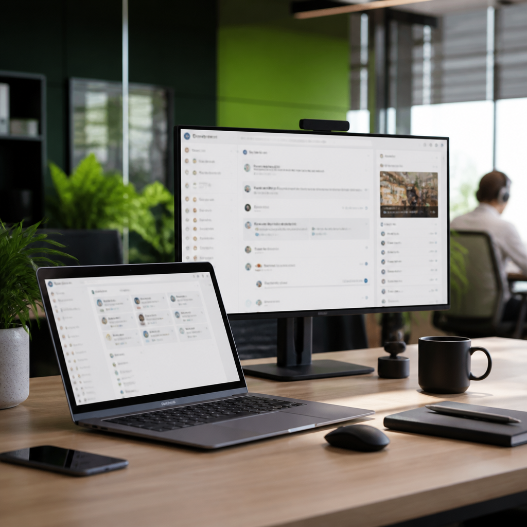 Modern Microsoft workplace collaboration desk