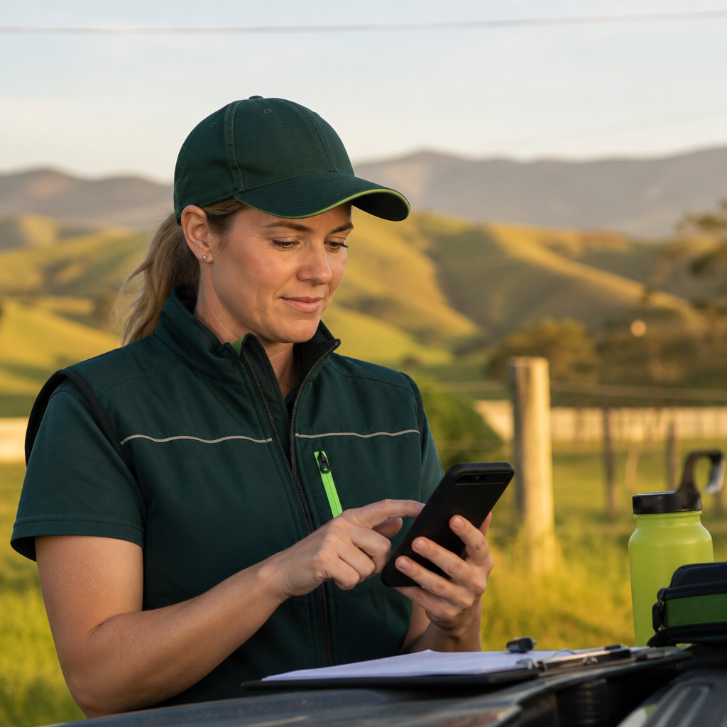 Field worker using a mobile ops app