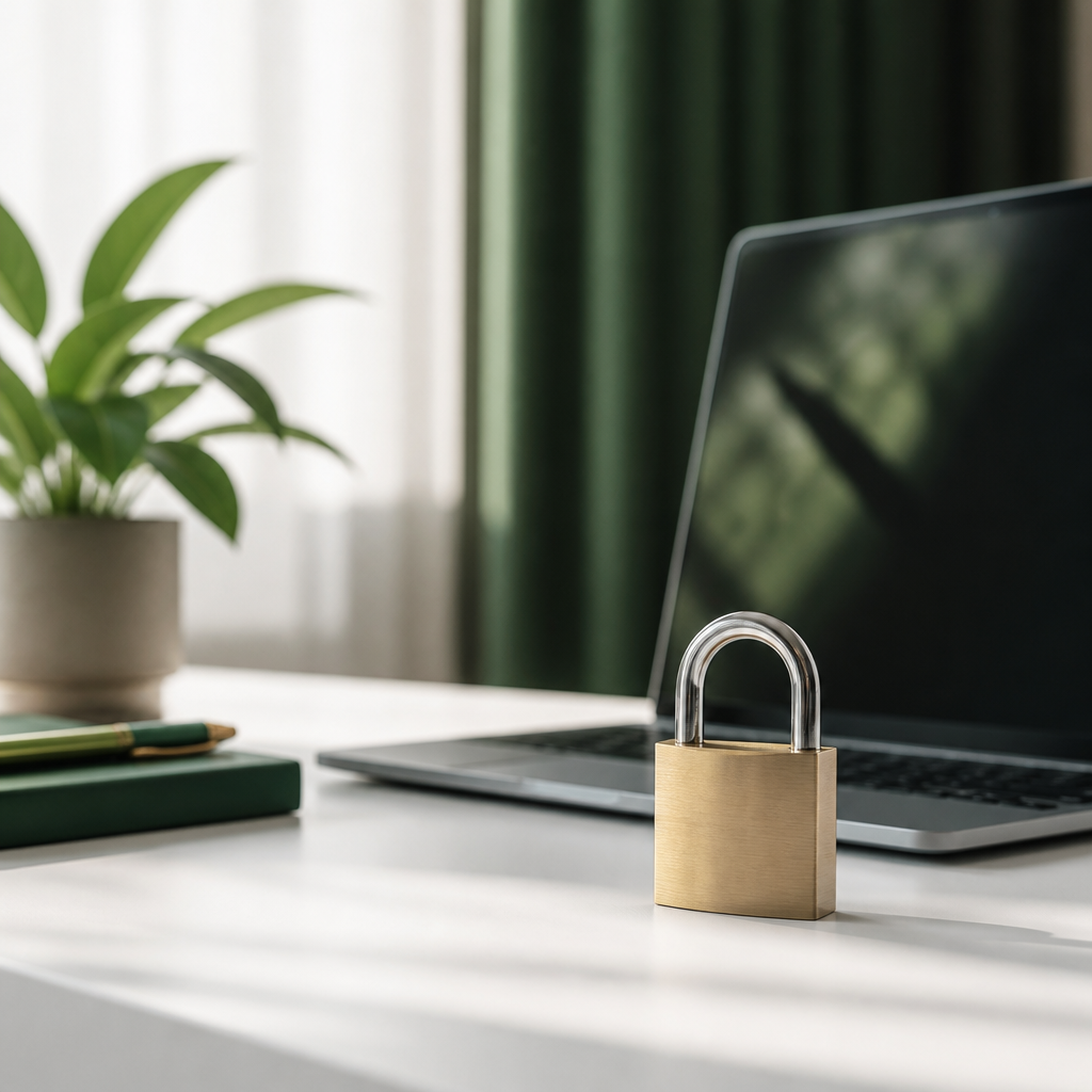 Security lock and laptop for compliance work