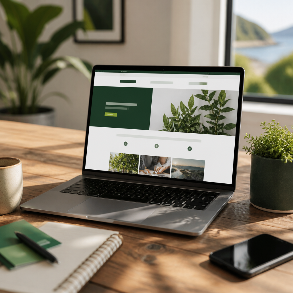 Laptop showing a custom business website